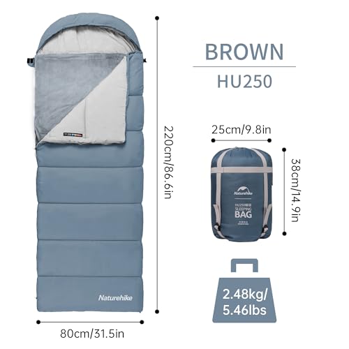 Naturehike 42.8℉ Sleeping Bags with Flannel Blanket, Removable Sleeping Bag Liner, Splicable Sleeping Bags for Backpacking, Camping, Outdoors, Adults, Left