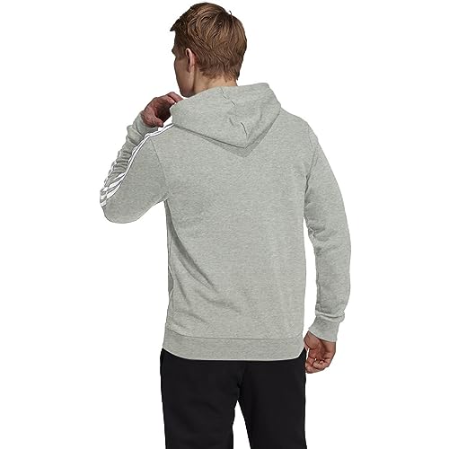 adidas Men's Essentials Fleece 3-stripes Hoodie, Medium Grey Heather, 3X-Large Tall