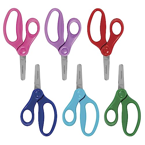 Fiskars 5" Blunt-Tip Scissors for Kids 4+ (6-Pack) - Kids Scissors for School or Crafting - Back to School Supplies - Assorted Colors