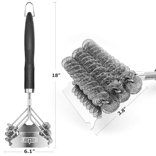 GRILLART Grill Brush and Scraper Bristle Free - Safe BBQ Brush for Grill -Stainless Grill Grate Cleaner - Safe Grill Accessories for Porcelain/Weber Gas/Charcoal Grill - Gifts for Grill Wizard/Men/Dad