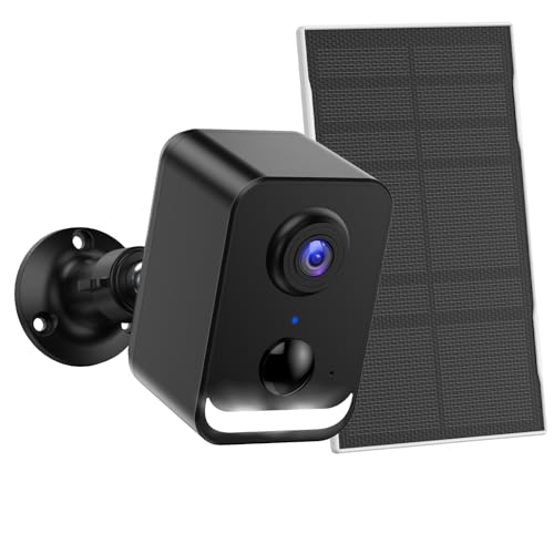 PEEIPM Security Cameras Wireless Outdoor: Solar Power Cameras for Home Security WiFi Battery Seguridad Camara System Kit Surveillance Monitor with Motion Sensor Flood Light Alarm & Color Night Vision