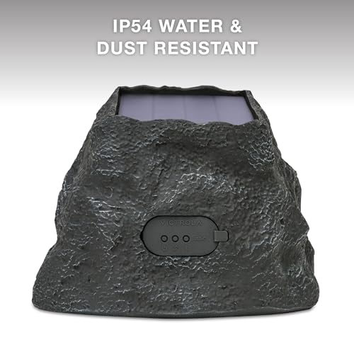 Victrola Rock Speaker Connect, Granite, Wireless Outdoor Speaker with Bluetooth 5.3, 22-Hour Battery Life, Portable Speaker with Solar Charging, Link Up to 20 Rock Speakers, IP54 Waterproof Speaker