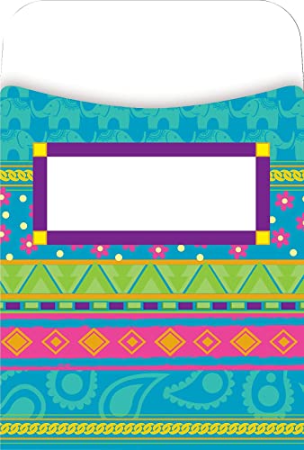 Barker Creek Peel & Stick Library Pockets, Bohemian, 3 Designs, Great for Holding Library, Index, and Flash Cards, Hall Passes, Recipes, and More! 3-1/2" x 5-1/8", 30 per Pkg (1239)