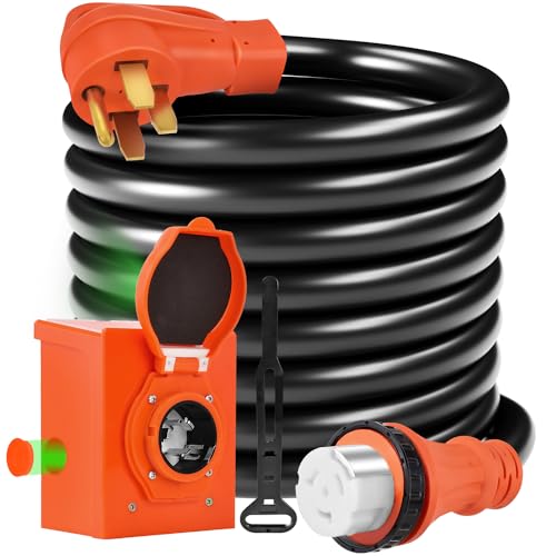 HZXVOGEN Generators Cord and Power Inlet Box Combo Kit, Generator Extension Cord 125V/250V RV Generator Power Cord Twist Lock Connector, ETL Listed