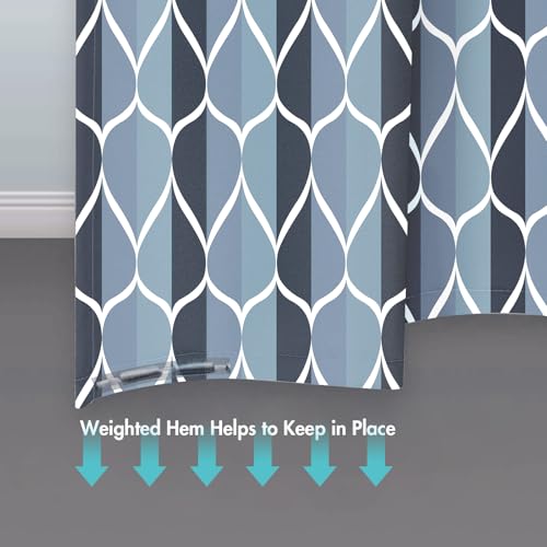 Gelbchu Ombre Aegean Blue Fabric Shower Curtain, Waterproof Design and Polyester, Quick-Drying, Weighted Hem, Shower Curtains Set for Bathroom W 72 x H 72, Machine Washable with 12 Hooks