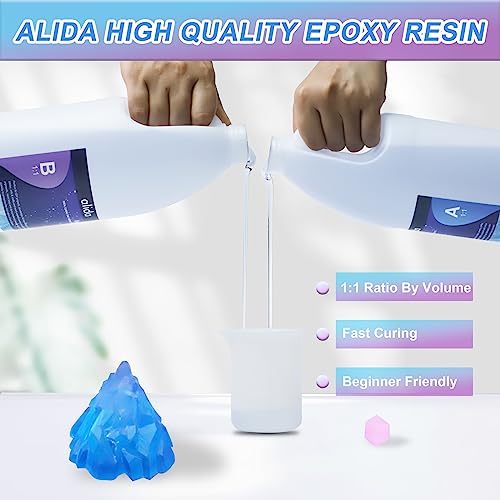 0.5 Gallon Crystal Clear Epoxy Resin, Resin Epoxy Table Top, No Yellowing & No Bubbles, Self Leveling 1:1 Mix for DIY Jewelry, Art Casting Resin Epoxy Kit