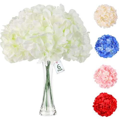 AWARDSEN White Hydrangea Artificial Flower,540 Petals Artificial White Hydrangea Bulk,Silk White Hydrangeas,Artificial White Hydrangea Flowers for Home Wedding Decoration