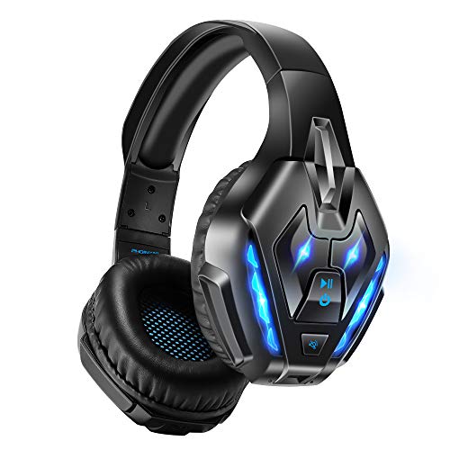 PHOINIKAS PS5 Gaming Headset for PS4, PC, Switch, Q10 Xbox One Headset with Stereo Sound, Detachable Mic, Wireless Bluetooth 5.3 Headphone only for Laptop/Phone/Tablet, 20H Battery (Red)