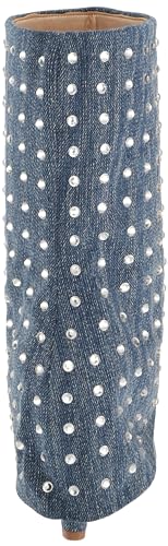 YOKI HARZEN-07 Women's Fold Over Boot With Stones, Denim, 6 M US