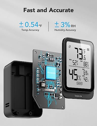 GoveeLife Hygrometer Thermometer H5104, Bluetooth Room Temperature Monitor with APP Alert and 2 Years Date Storage Export, Remote LCD Digital Hygrometer Indoor Humidity Meter, Greenhouse, Humidor, RV