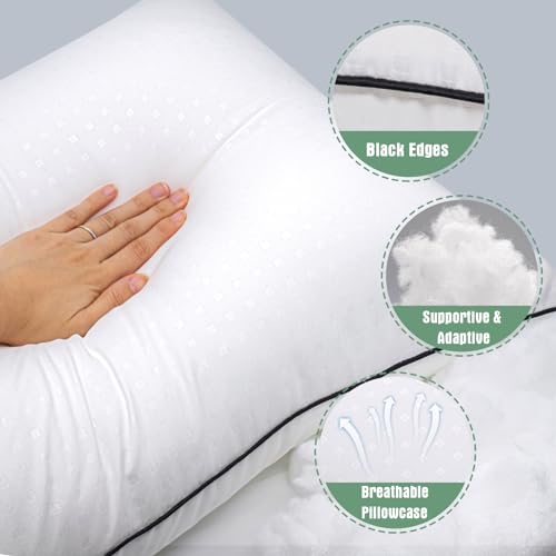 Higoom Standard Size Bed Pillows for Sleeping Set of 4,4 Pack Great Support Luxury Hotel Pillows for Side,Stomach and Back Sleepers.