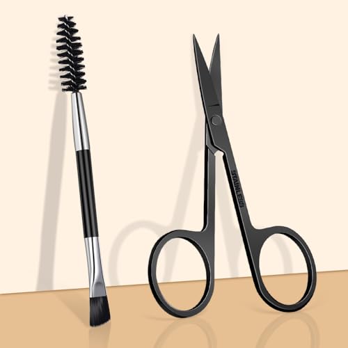 TsMADDTs Tweezers Set for Men - Professional Eyebrow Tweezers - Precision Tweezers for Hair & Ingrown Hair Plucking with Scissors, Mirror, Travel Case (Black)