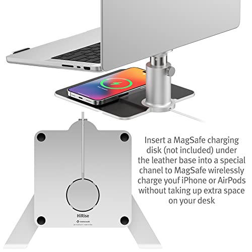 Twelve South HiRise Pro for Laptops and MacBooks | Ergonomic, Height-Adjustable Stand with MagSafe Wireless Capable Charging Base (Silver), 7 x 11 x 6 inches