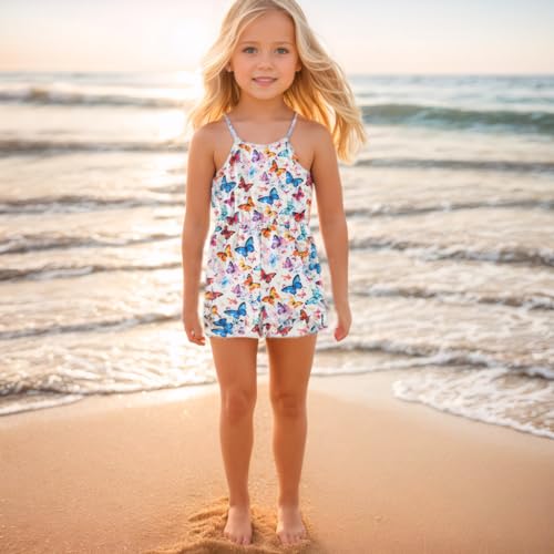 Toddler Baby Girl Romper Sleeveless Halter Neck One Piece Strap Jumpsuit Cute Little Girl Summer Clothes With Side Pockets
