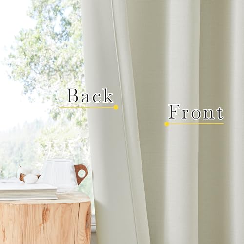 NICETOWN Bedroom Curtains 2 Panels Sets Faux Linen Textured, Pinch Pleated Room Darkening Light/Heat Blocking Window Drapes Thermal Insulated for Living Room, Angora, W50 x L120, 2 Panels