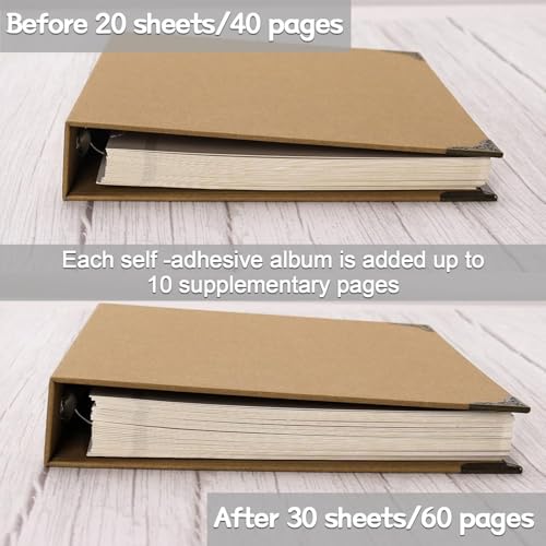Vienrose Photo Album Self Adhesive 40 Pages Hardcover with DIY Scrapbooking Kit 3 Rings Paper Scrapbook for Lover Friends Kids Wedding Black
