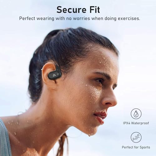 YMOO Open Ear Wireless Bluetooth 5.2 Headphones for Running, IPX4 Waterproof Air Conduction Headphones, 16.5mm HiFi Headphones, 40ms Low Latency, 34H Gaming Earbuds for Treks,Exercise,Tour (Black)
