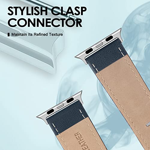 SWEES Leather Band Compatible for Apple Watch 42mm 44mm 45mm, Genuine Leather Replacement Wristband Strap Compatible iWatch Series 7 6 5 4 3 2 1 SE Sports & Edition Men And Women, Cognac Brown