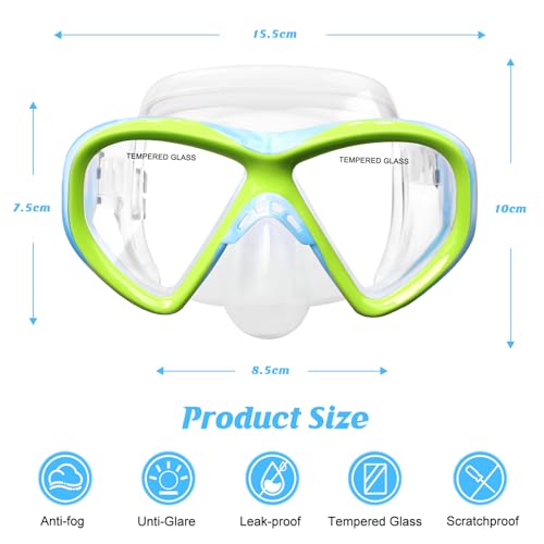 ACQCES Kids Swim Goggles Snorkel Diving Mask for Boys Girls Ages 5-15, Two-Color Anti-Fog Swimming Goggles with Nose Cover (Pink+Purple)