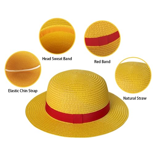 Straw Hat Performance Animation Cosplay Accessories Hat Summer Sun Hat Yellow