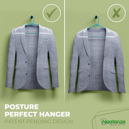 Clothes Hangers Plastic 16 Pack for Adults - Plastic Hangers, The Perfect Coat Hanger and General Space Saving Clothes Hangers for Closet - Percheros Ganchos para Colgar Ropa Hangars - Aqua Hangers
