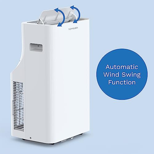 hOmelabs Portable Air Conditioner 12000 BTU - Cools Rooms up to 450 Sq. Ft. - Quiet AC Unit with Wheels, Washable Filter and Remote Control (New DOE 7200 BTU)
