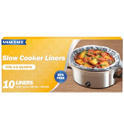 SMARTAKE Slow Cooker Liners, Crockpot Liner 13"x 21" Crockpot Liners Disposable Crock Pot Bags, Fit 3QT to 8QT for Slow Cooker, Crockpot, Cooking Trays, Suitable for Oval & Round Pots, 10 Liners