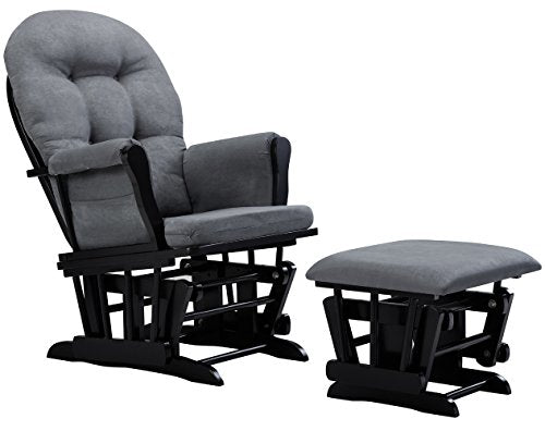 Angel Line Windsor Glider and Ottoman Cushion,Metal, Black/Dark Grey