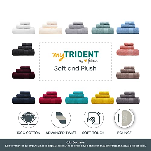 TRIDENT Soft & Plush Luxury Towel Set, 100% Cotton, 1 Bath Towel, 1 Hand Towel, 1 Washcloth, Highly Absorbent Towels for Bathroom, 3 Pieces snowclad White Towel Sets
