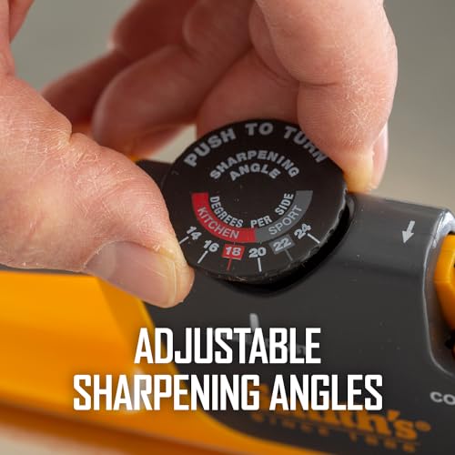 Smith's Adjustable Angle 2-Stage Knife Sharpener - Grey/Yellow, Restores Blades for Hunting, Pocket & Serrated Knives