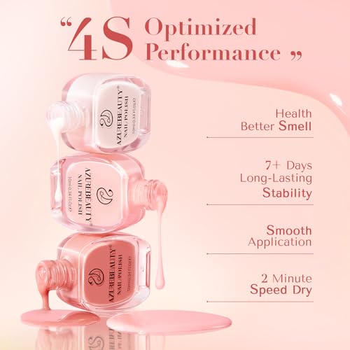 AZUREBEAUTY Fall Nail Polish Set, 4 Colors Yellow Orange Brown Glitter Vegan Quick Dry Natural Nail Lacquer Strengthening Treatment Kit with Top Coat & Nail Polish Remover DIY Salon at Home