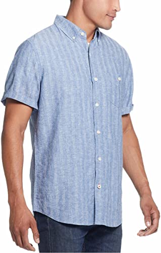 Weatherproof Vintage Men’s Short Sleeve Woven Shirt (Blue, Small)