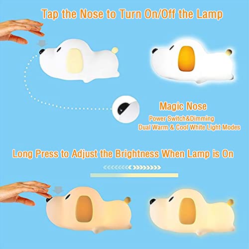 LEDHOLYT Night Light for Kids,Cute Silicone Nursery Puppy Lamp for Baby and Toddler,Animal NightLight for Boys and Girls,Squishy Night Lamp for Bedroom,Kawaii Bedside Lamp for Kids Room(Puppy)