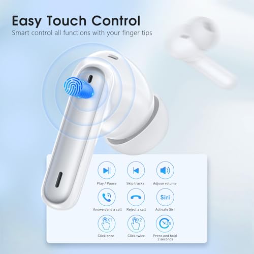 HKERR Wireless Earbuds, Bluetooth 5.3 Headphones with 4 Mics, ENC Noise Cancelling Wireless Headphones, IPX7 Waterproof Earbuds, 50H Deep Bass Sport Bluetooth Earbuds for Sports, Gym, Workout