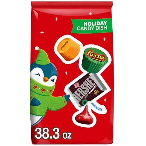 HERSHEY'S, REESE'S, ROLO, and KISSES Assorted Chocolate, Christmas Stocking Stuffer Candy Bulk Bag, 36 oz