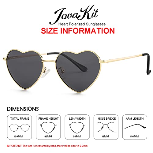 JOVAKIT Polarized Heart Sunglasses for Women Fashion Lovely Style Metal Frame UV400 Protection Lens (Gold/Gradient Pink)