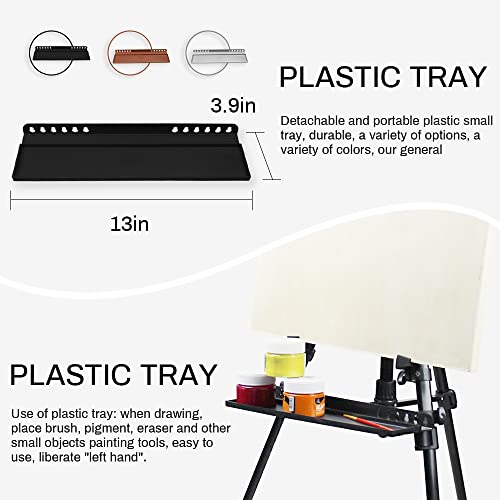 RRFTOK 61lnches Panting Easel Stand,Metal Artist Easel Stand Tripod Adjustable Easel for Painting Canvases Height from 21 to 61Inches,Art Easel for Display with Paintbrush Tray(Black).