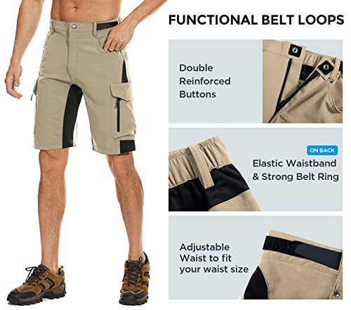 XKTTAC Men's Outdoor Quick Dry Lightweight Stretch Cargo Shorts for Hiking, Tactical, Casual, Fishing, Camping, Travel with 6 Pockets (Army Green, Medium)