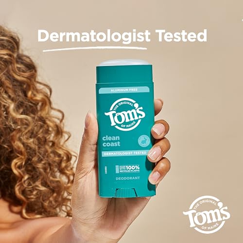 Tom’s of Maine Clean Coast Natural Deodorant for Men and Women, Aluminum Free, 3.25 oz (Pack of 2)