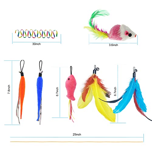 ZPH Cat Toys,Interactive Feather Variety Pack for Cats Wand Kitten Toy-Includ Cat Exercise Toy Fluffy Mouse Worms&Fish