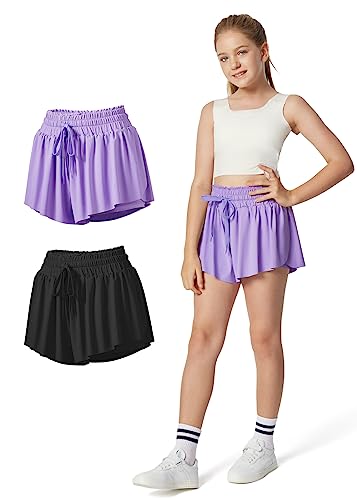 IUGA Girls Butterfly Shorts Athletic Flowy Shorts with Pockets Preppy Clothes Tennis Dance Cheer Shorts Teen Girls Mint Green