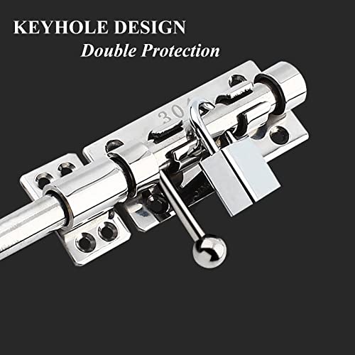 10in Slide Bolt Gate Latch 304 Stainless Steel Barrel Bolt Latch Heavy Duty Door Security Lock Thickened Door Latches Hardware with Mounting Screws for Barn Fence Shed Basement