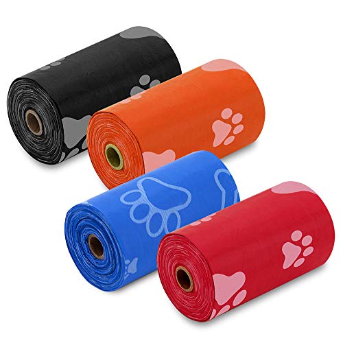 Best Pet Supplies Dog Poop Bags (240 Bags) for Waste Refuse Cleanup, Doggy Roll Replacements for Outdoor Puppy Walking and Travel, Leak Proof and Tear Resistant, Thick Plastic - Orange