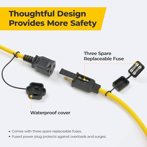 Hyanglux 50FT Construction String Lights: 50w 5500lm ETL Certified Bright Industrial Outdoor Temporary Lighting Led Hanging IP65 Waterproof 18AWG Wire Work Light for Attic Jobsite Garage