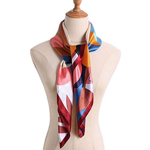 vimate Floral Silk Scarf, Womans 2 Pieces 35 X 35 Inches Printing Satin Hair Scarves for Head Wrap at Night (2 Pack-K)