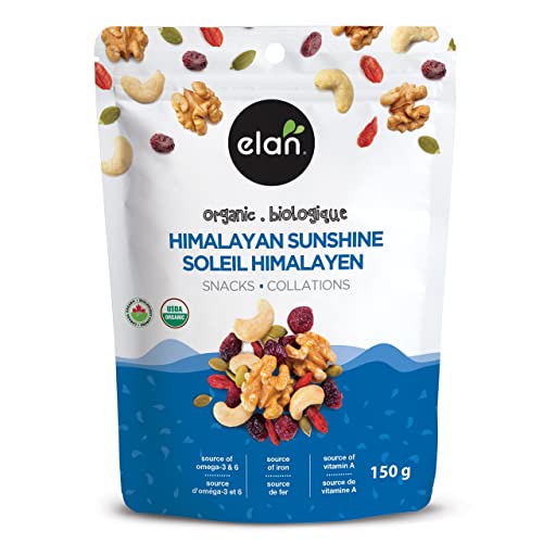 Elan Organic Himalayan Sunshine Mix, Non-GMO, Vegan, Gluten-Free, Kosher, Dried Fruits (Dried Cranberries, Dried Goji Berries), Nuts (Cashews, Walnuts), Pumpkin Seeds, 8 pack of 5.3 oz