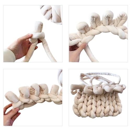 WKLOUYHE Woven Bags for Women Woven Handbag Handmade Totes Shoulder Bag Trendy Purse Gift for Women Beige