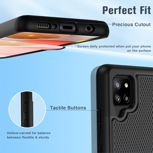 BNIUT for Samsung Galaxy A42 5G Case: Dual Layer Protective Heavy Duty Cell Phone Cover Shockproof Rugged with Non Slip Textured Back - Military Protection Bumper Tough - 6.6inch (Matte Black)