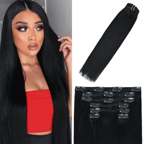 WindTouch Clip in Hair Extensions Real Human Hair #60 Platinum Blonde Hair Extensions 15Inch 70g 7pcs Blonde Human Hair Clip in Extensions Straight Clip in Hair Extensions