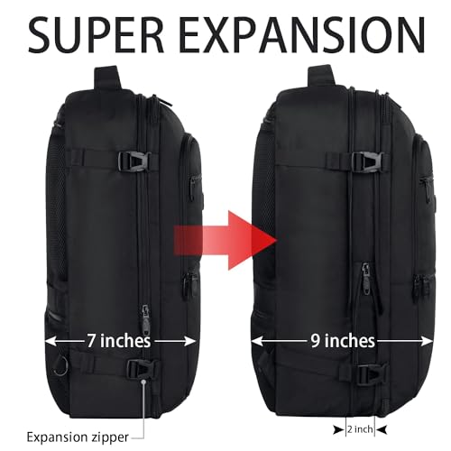 Vancropak 35L Carry on Bags for Airplanes, Luggage Backpack for Travel, Flight Approved Travel Bag for Men & Women, Water Resistant Suitcase Backpack Weekender Business Daypack Overnight Bag, Black